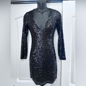 Express Little Black Sequin Dress